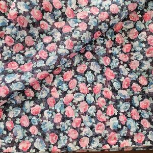 Vintage Sheer Dark Floral Patterned Fabric 1.6 x 10.7 yards Sewing Quilting